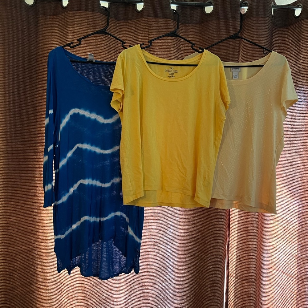Lot of three women’s clothes.  Z energy Chico faded glory pet free smoke free